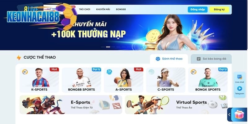 8live có nhiều sảnh thể thao ưu việt